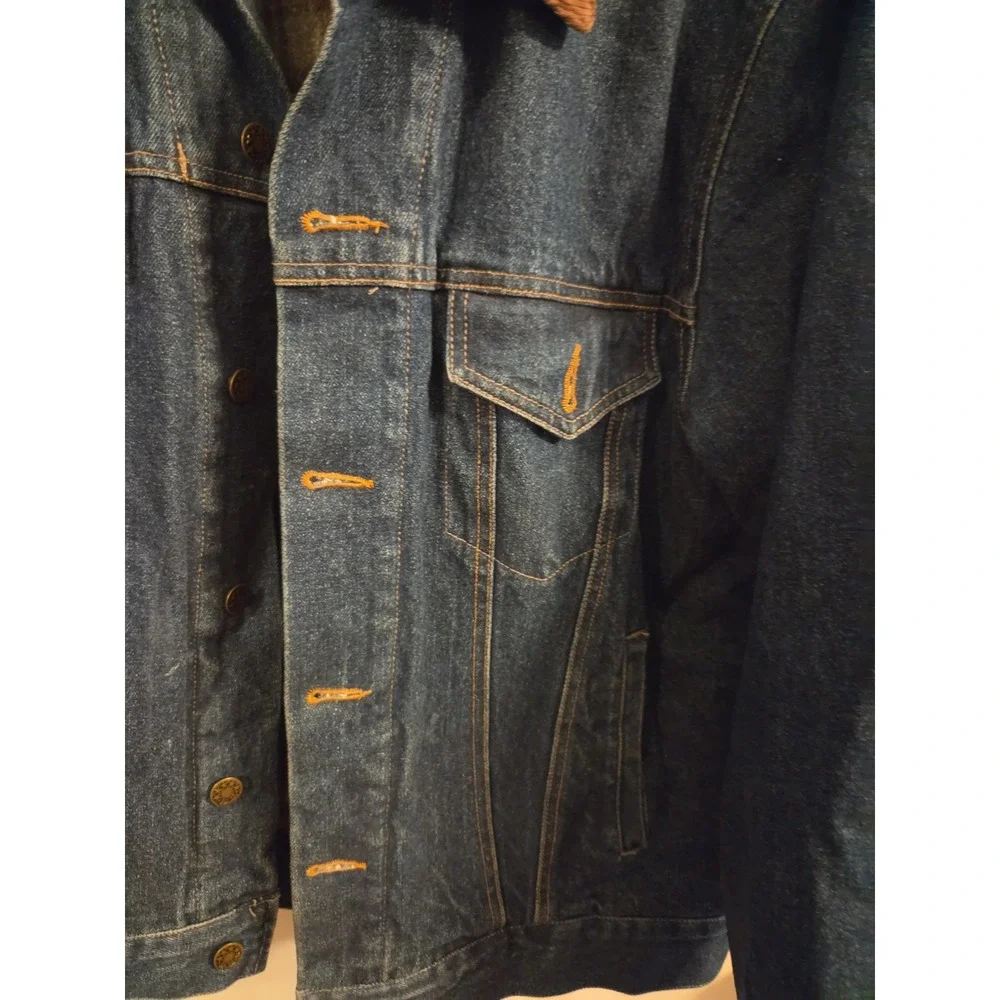 Vntg Gibson Denim Jacket Size M Mens Wool/poly Lining Nice